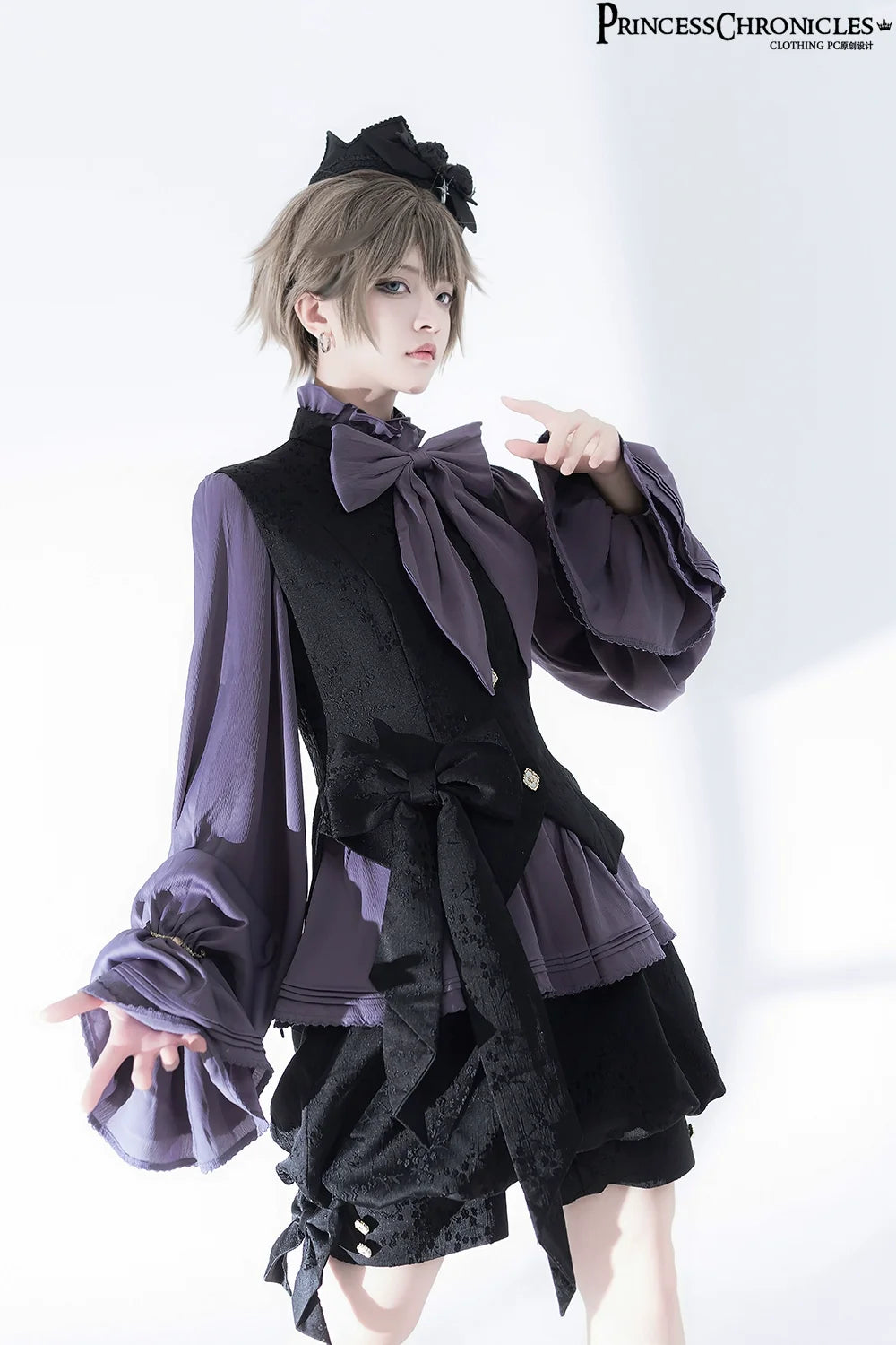 Princess Chronicles - Hunting Rabbit 2.0 - Ouji Lolita Retro Cool Purple Shirt & Shorts Set