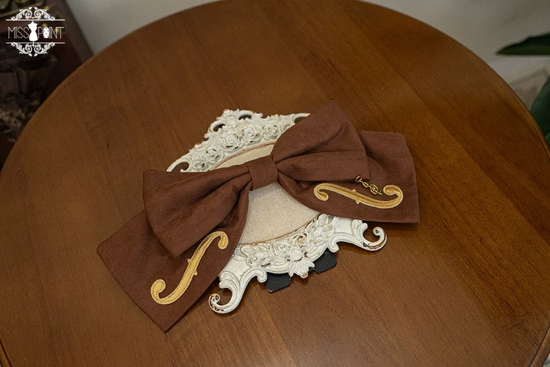 Golden Movement - Lolita Accessory Brooch Bow Tie KC Brown Big Clip