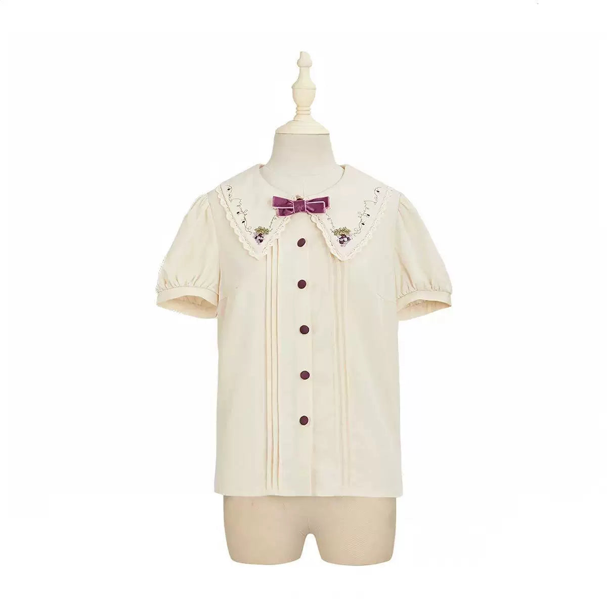 Sweetheart Dream Machine - Midsummer Story: Loire Vineyard - Pointed-collar blouse with floral embroidery