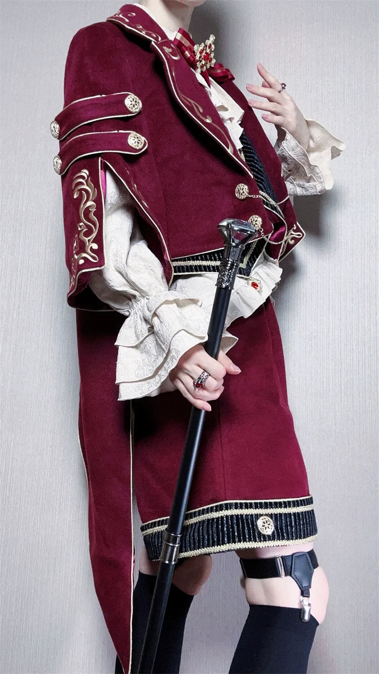 Letters from Unknown Star - Heir - Military Ouji Lolita Blouse, Coat & Shorts Set