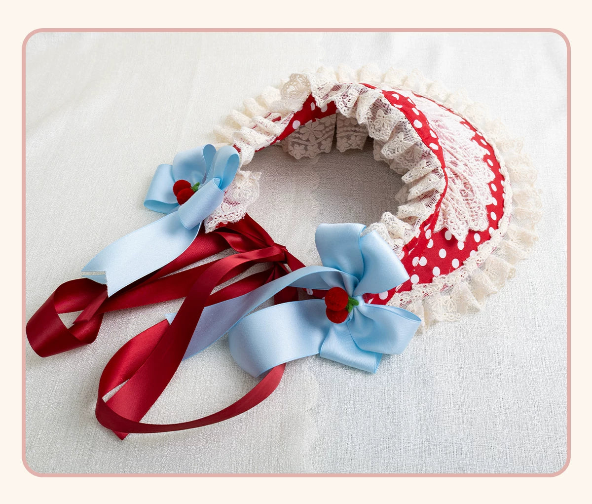 Stardust Rose - Strawberry Polka Dot - Six-Style Headwear Selection with Ice-Blue Ribbons