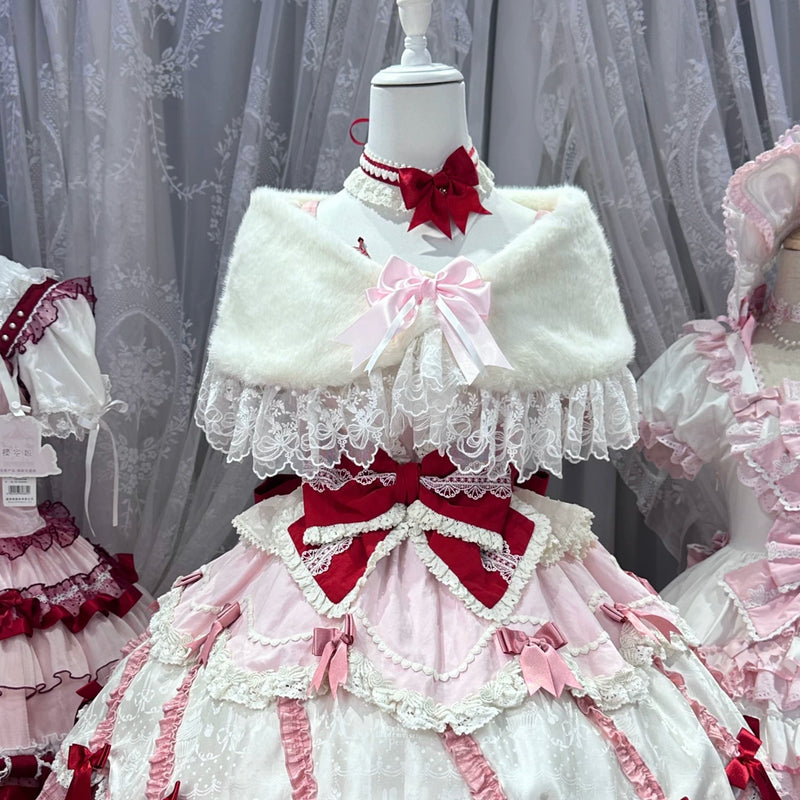 Senyao Detachable Bow Fleece-Lined Lolita Shawl — additional product view