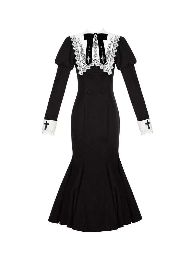 With PUJI - Rose Doll - Gothic Lolita Short OP, Mermaid Dress detail view 5