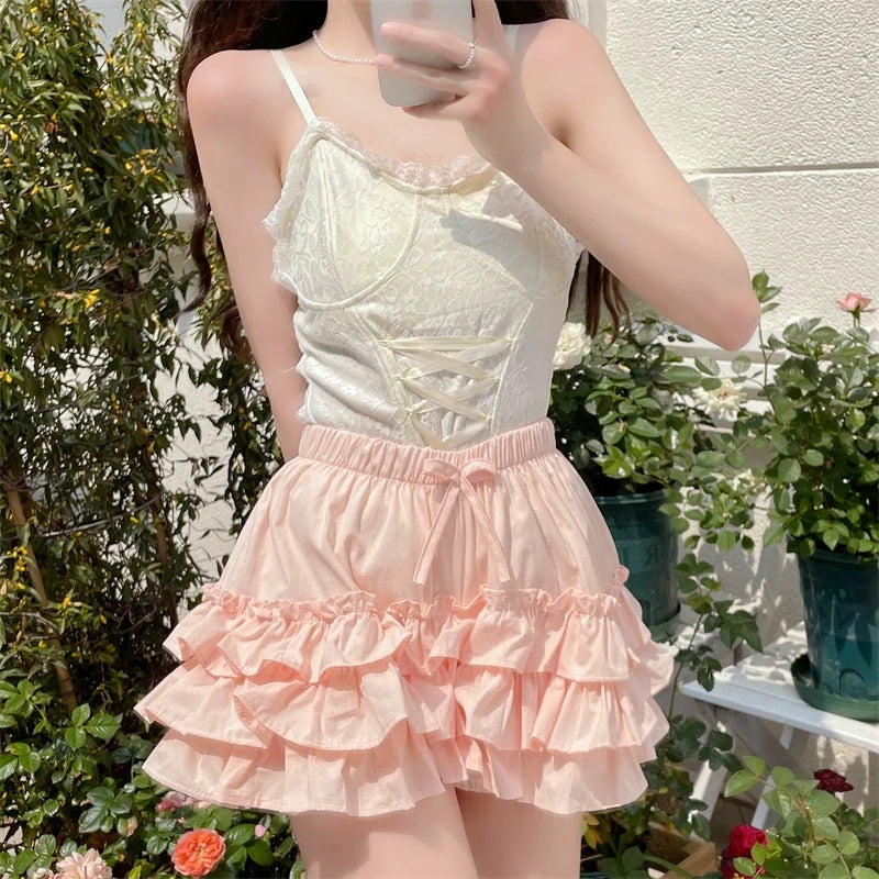 Sugar Girl - Daily Lolita Bloomers Anti-Exposure - Pink Ruffle Safety Shorts Other Surprise