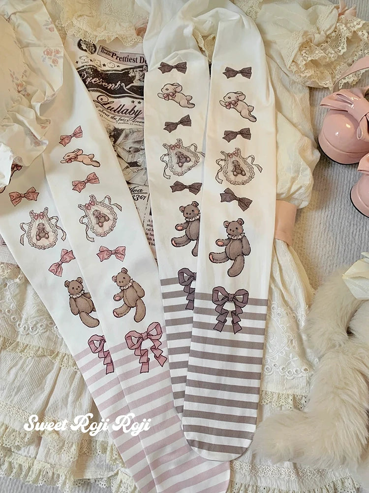 Roji Roji - Cradle Time - Sweet Lolita Velvet Pantyhose Japan Style Printed Tights