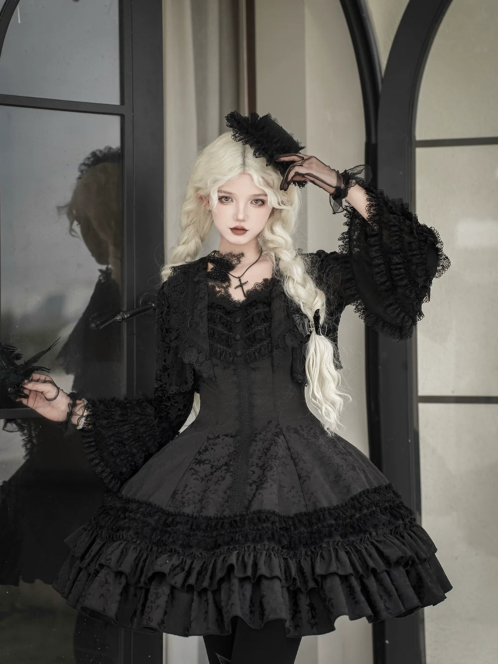 MILU ORIG - Six-Panel Gothic Lolita JSK Dress - Tiered Ruffles JSK Dress