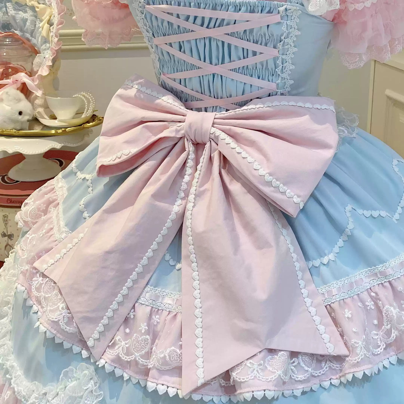 Fondant Cake - Summer Sweet Lolita JSK Dress, Tiered Ruffles and Bows (M) / L M S) 42612:762148