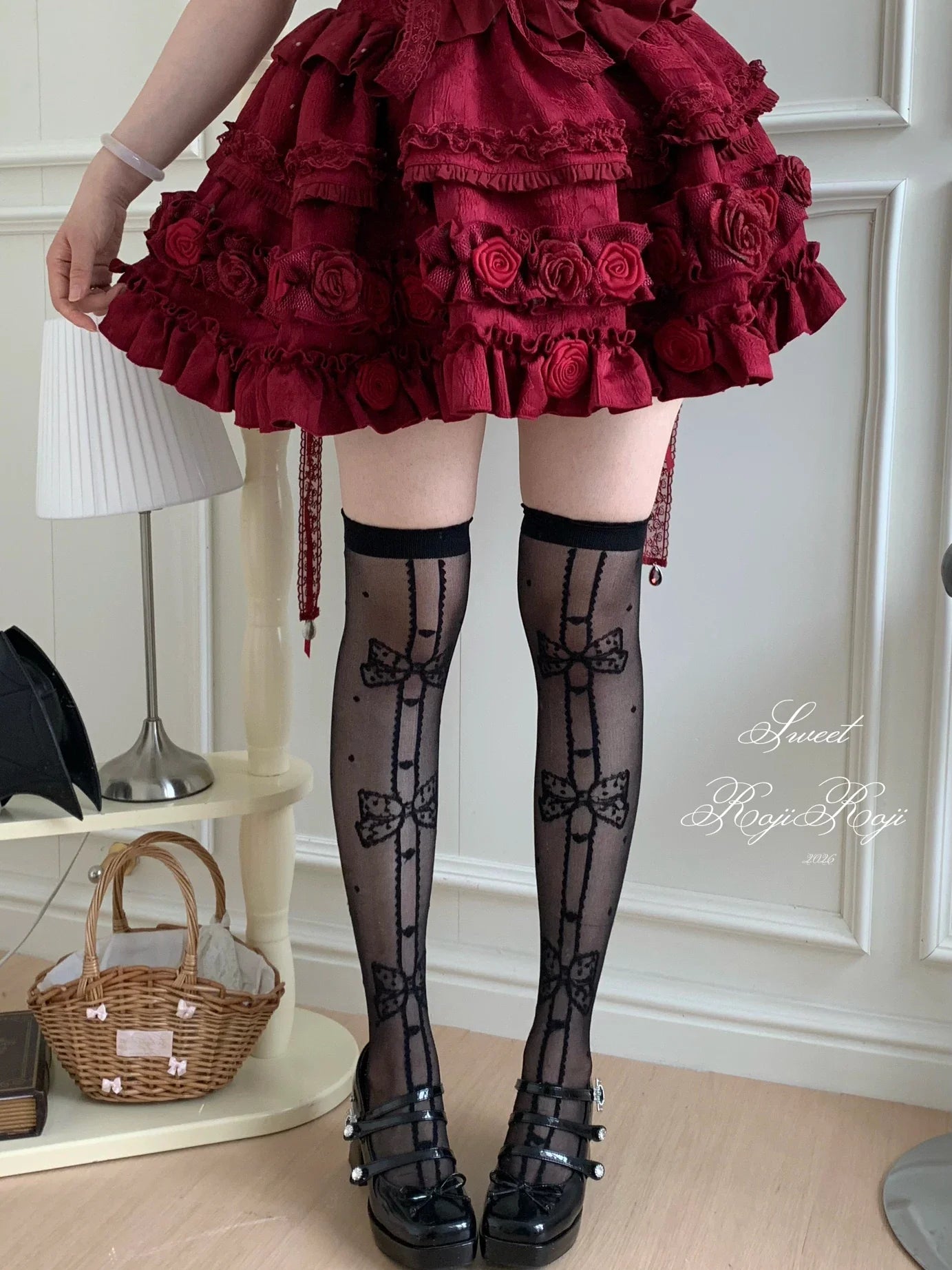 Roji Roji - Sweet Lolita Thigh High Polka Dot - Socks with Bow Patten Socks