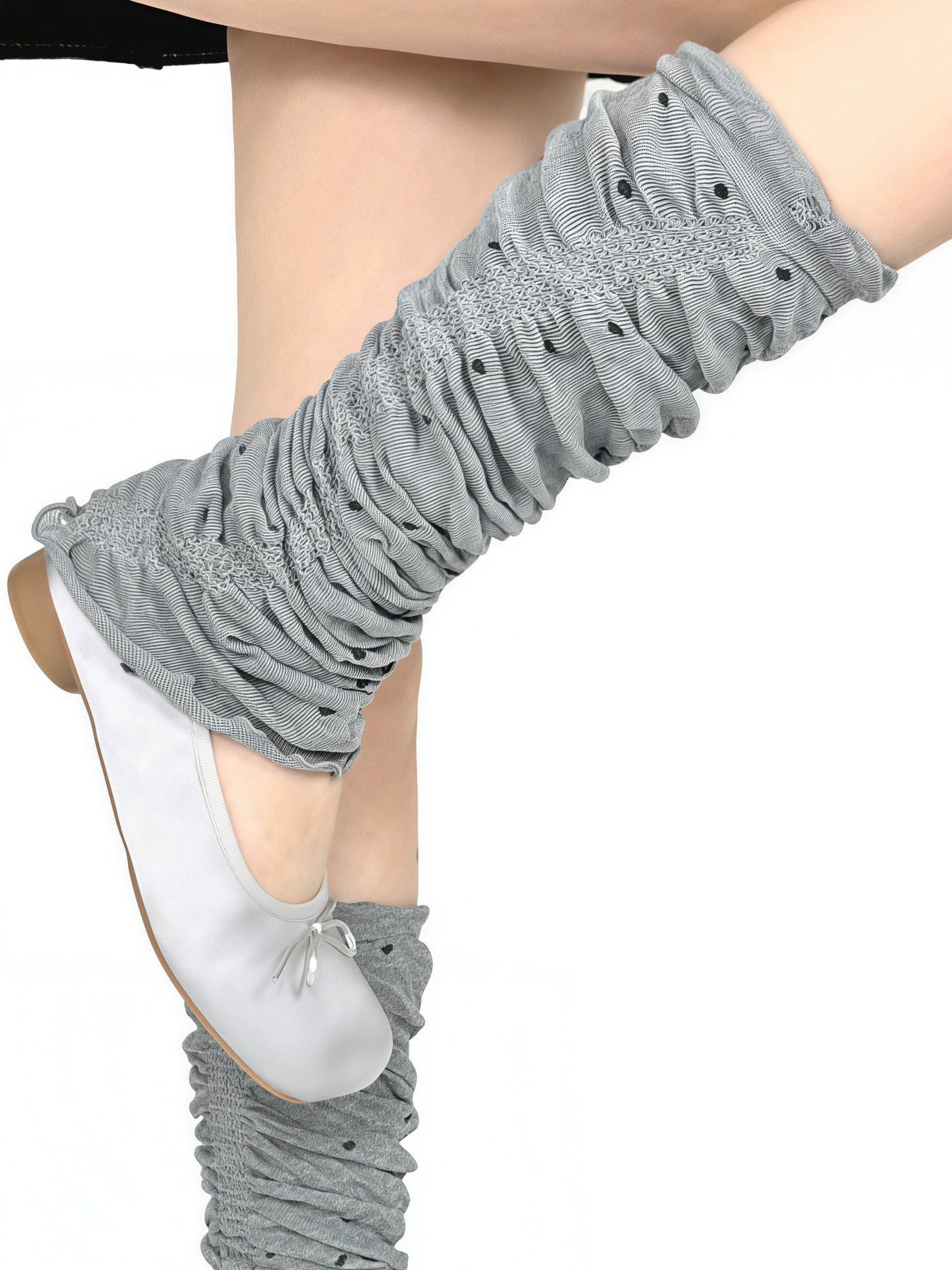 White Socks - Ballet Polka Dot - Polka-Dot Calf Sock Covers