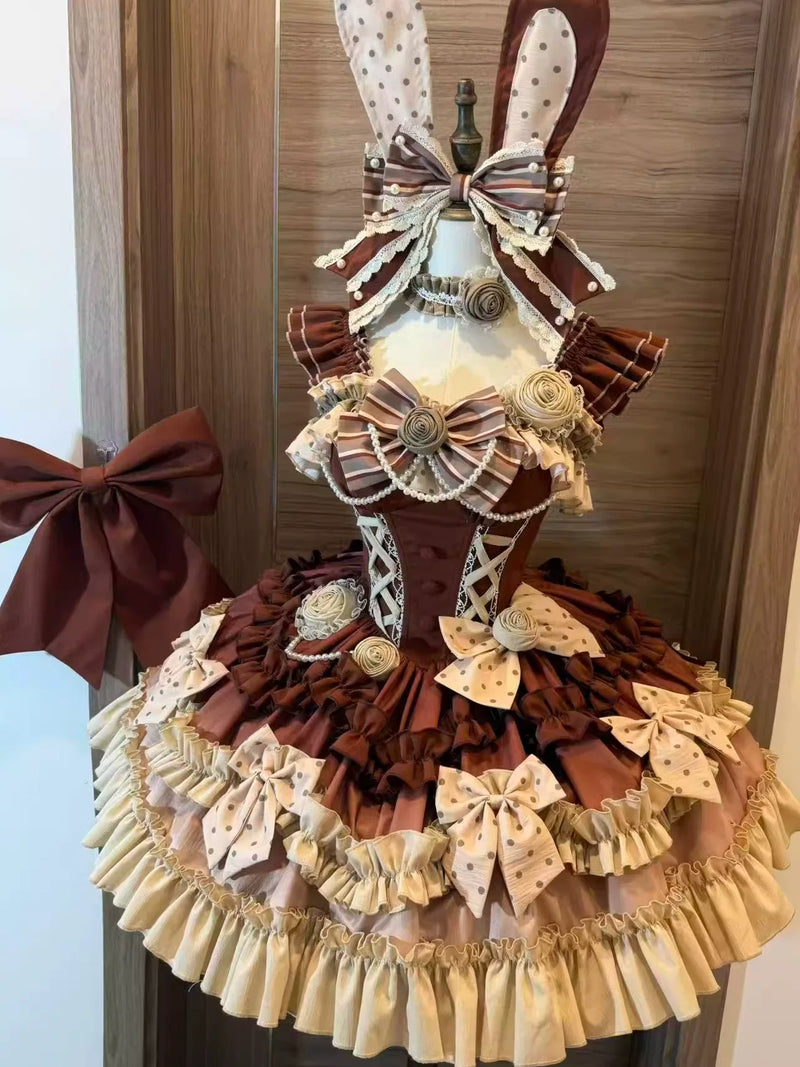 Dessert - Babalya Sweet Lolita Dress Set - Polka dot tiered skirt