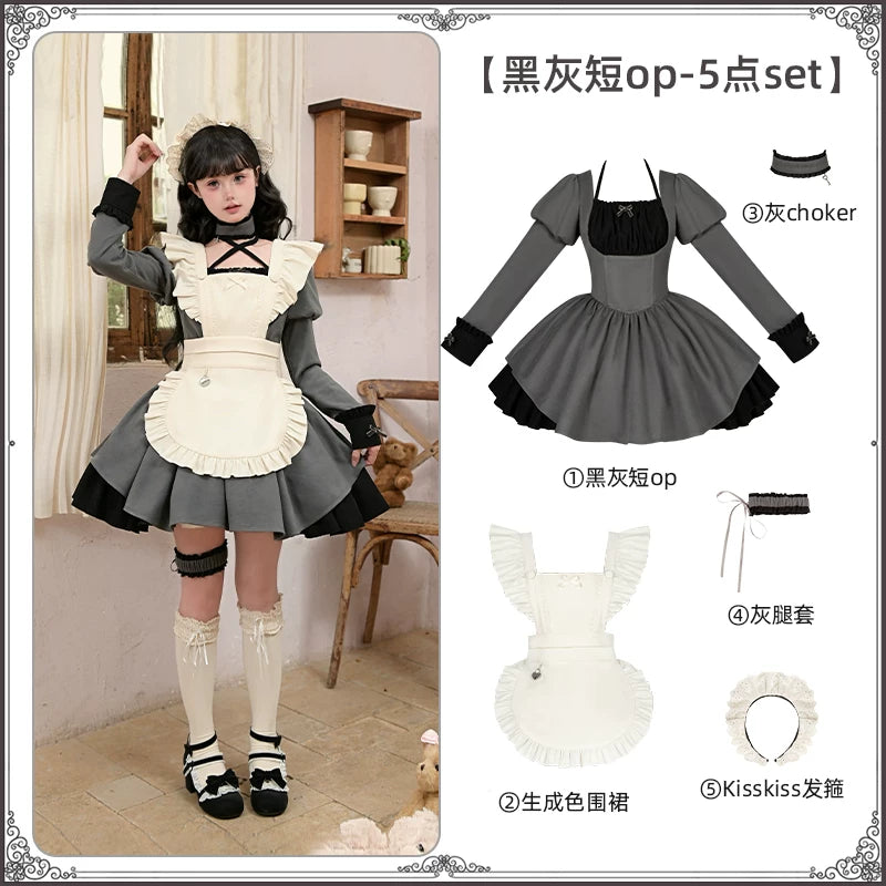 With PUJI - Suki - Maid Lolita OP Dress, Ruffle Trim & Square Neckline detail view 8