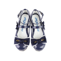 MODO - Little Chef Mouse - Bow Platform Lolita Shoes - Navy / 35