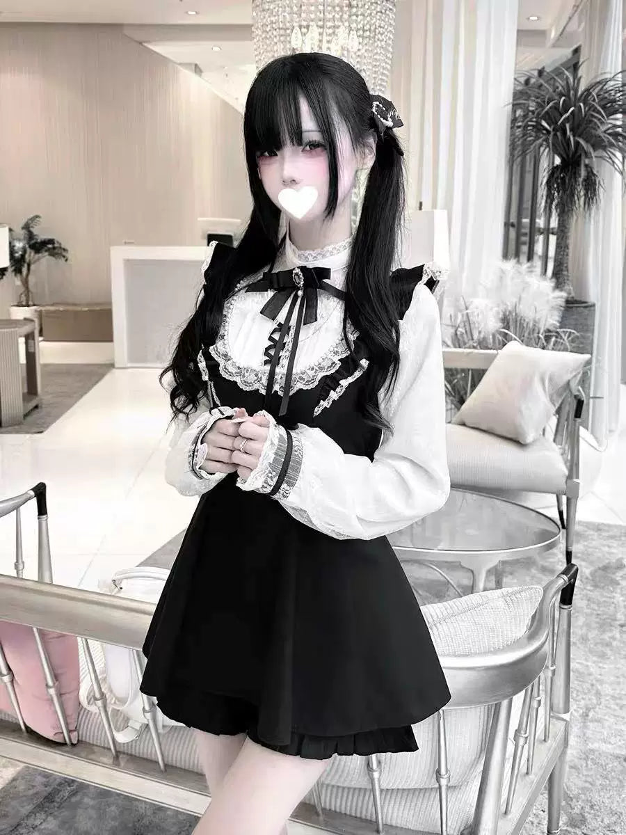 Sweetheart Dream Machine - First Love Contract - Long-sleeve Lolita set with a lace bib collar