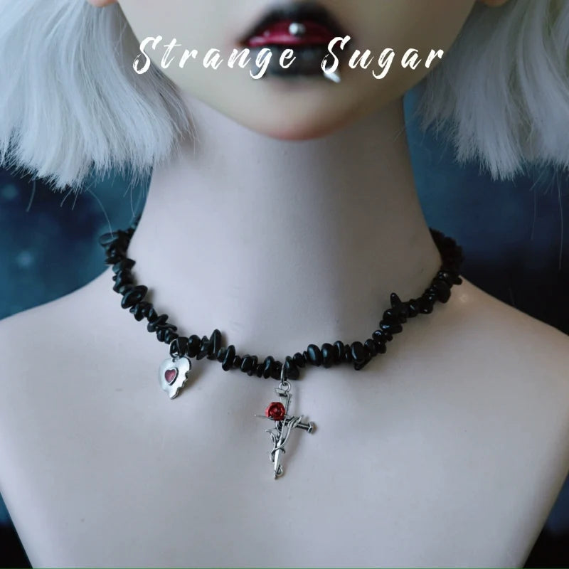 Strange Sugar - Handmade Gothic Lolita Choker - Multiple Pendant Neckwear