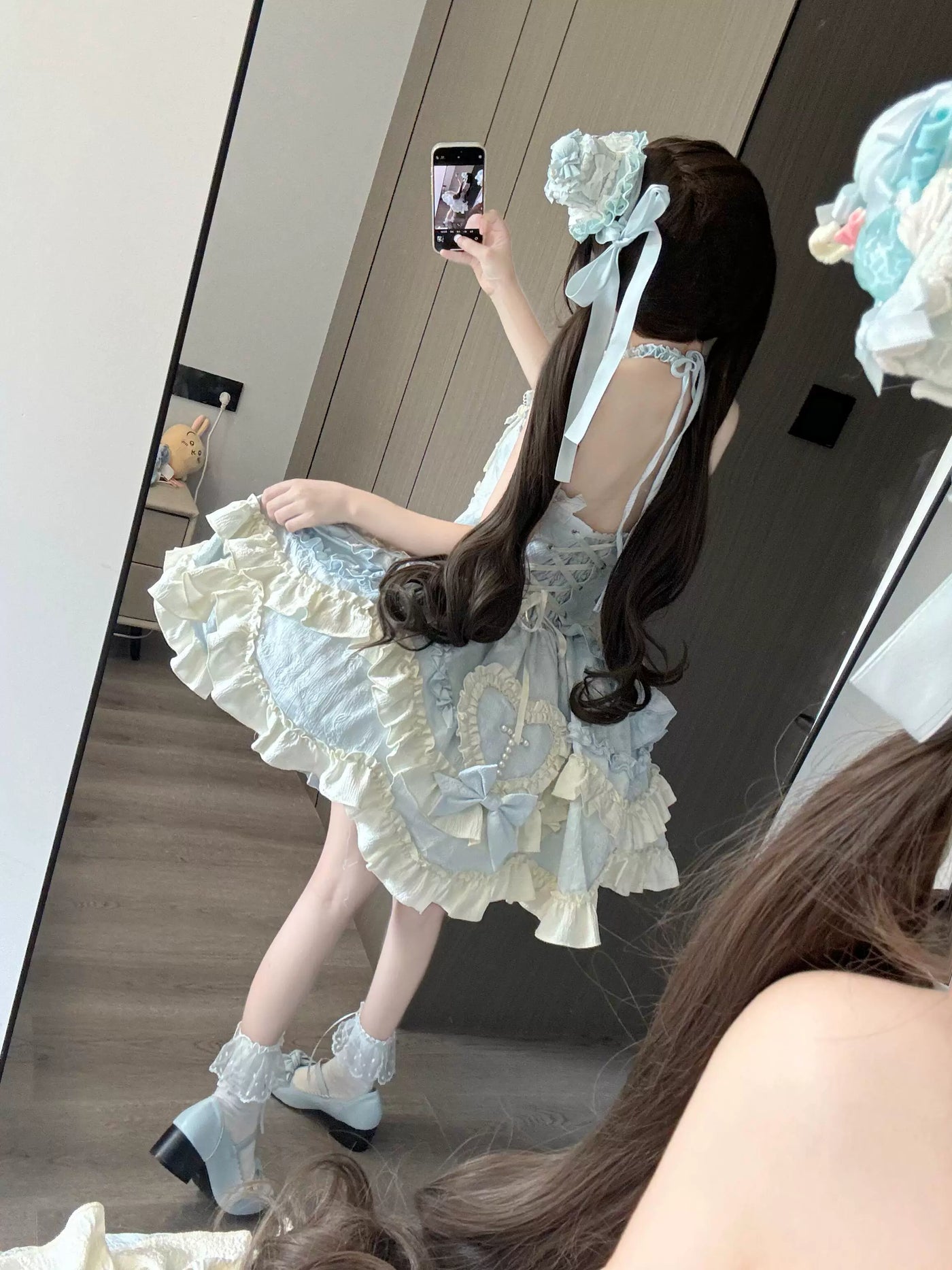 Creamy - Blue Gothic Princess - Halter-neck JSK with a train