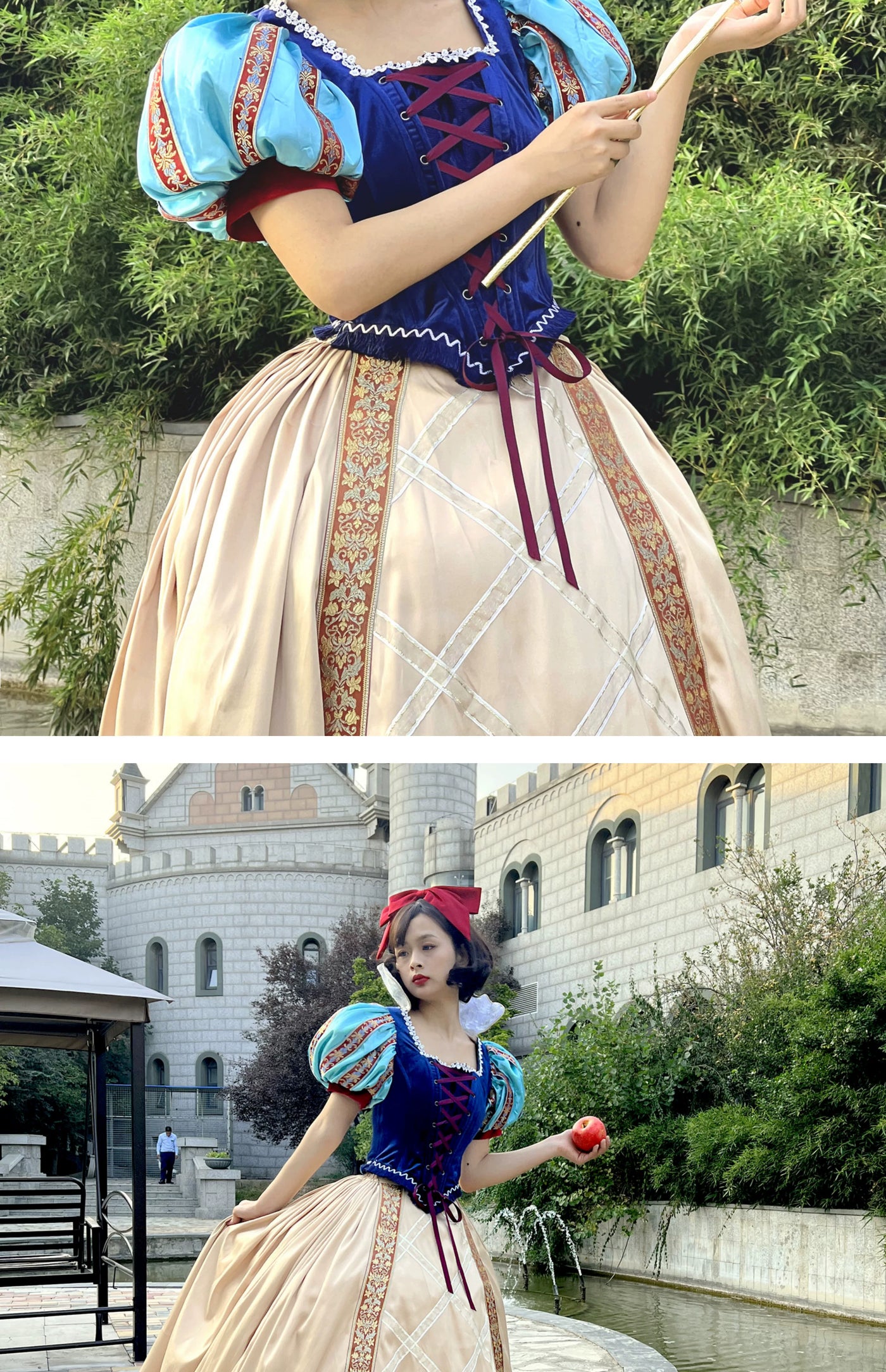 LACE GARDEN - Snow White Arrival - Royal Blue Dress Set with Puff Sleeves