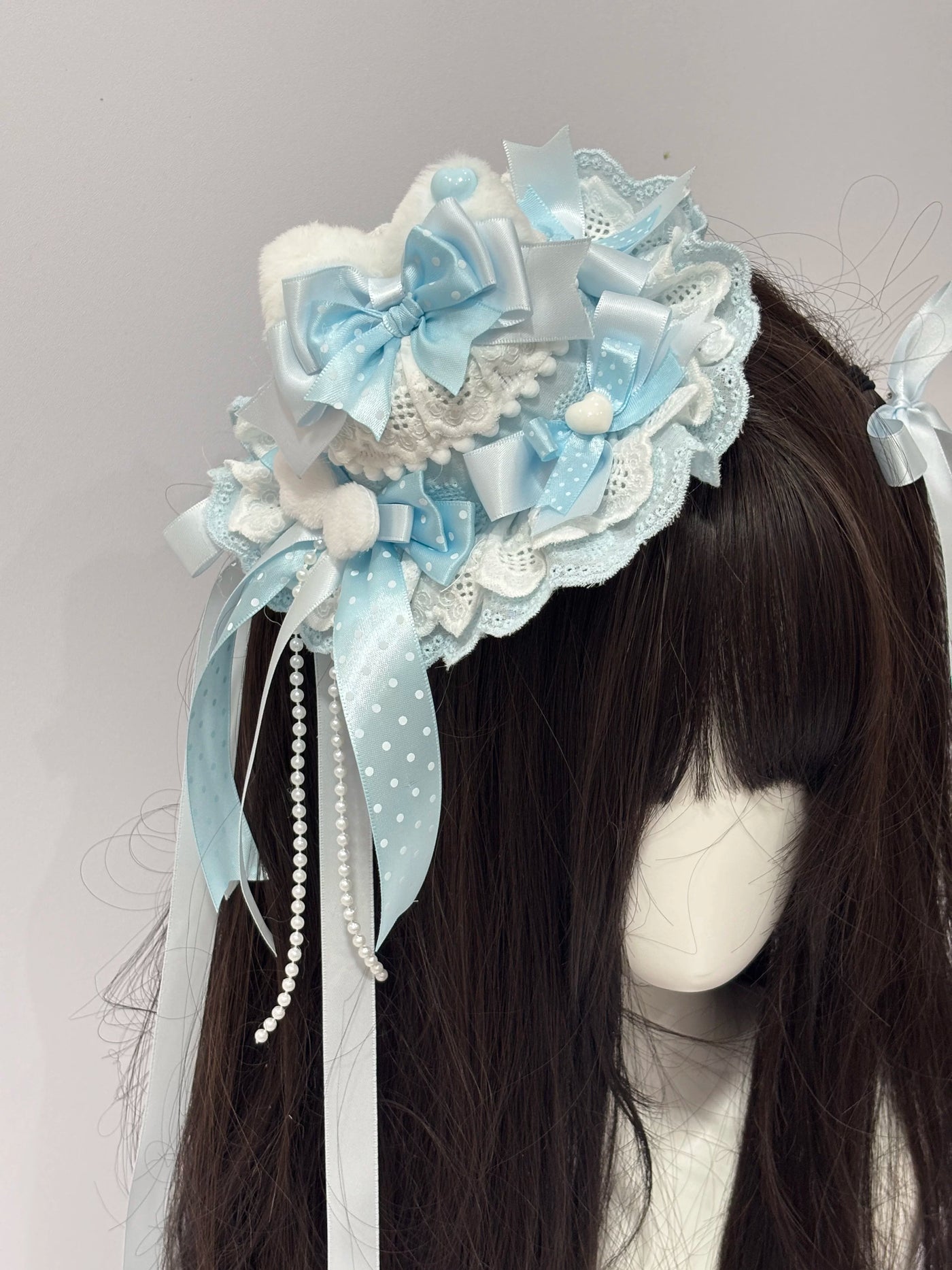 Cat Tart - Cat-Ear Bow - Blue Mini Top Hat with Cat Ears