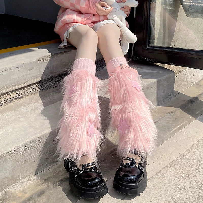 Floral Milk Cat - Starry Y2K - Furry Leg Covers with Star Details