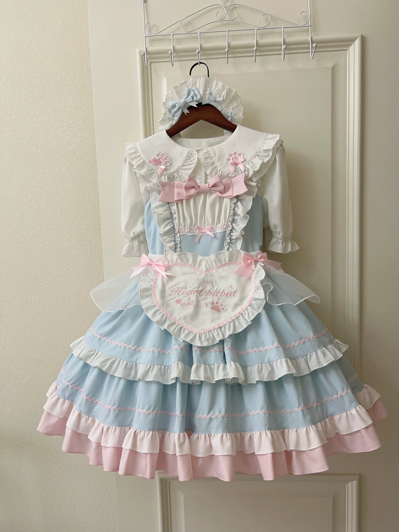 Cat Ear Tale - Sweet Lolita Jumper Dress Suspender Dress S Blue JSK + Apron + KC