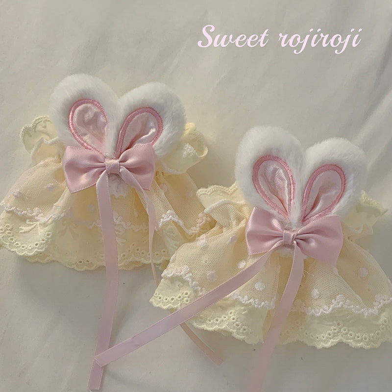 Roji Roji - Cute Lolita Bunny Ears Cuffs Lace - Summer Butterfly Hand Sleeves Hand Accessory