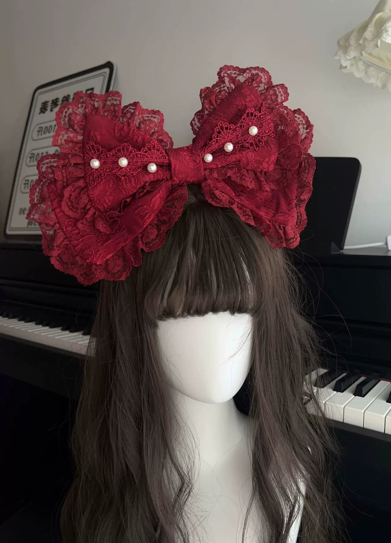 Rose Tale - Sweet Lolita Accessories Summer Trailing Short Sleeves KC One Size Burgundy KC