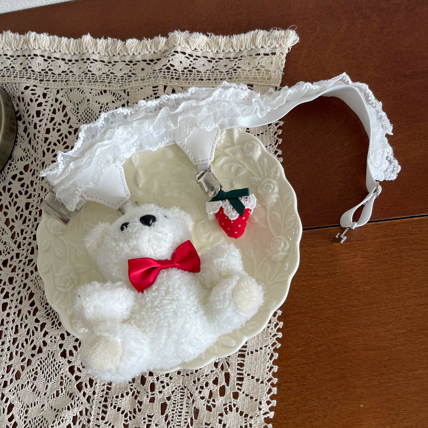Sock Noble - Christmas Bear Garden - Mid-Calf Socks and Leg Accessories with Lace and Bear Details
