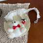 White / red strawberry bear clip ring, one / One Size