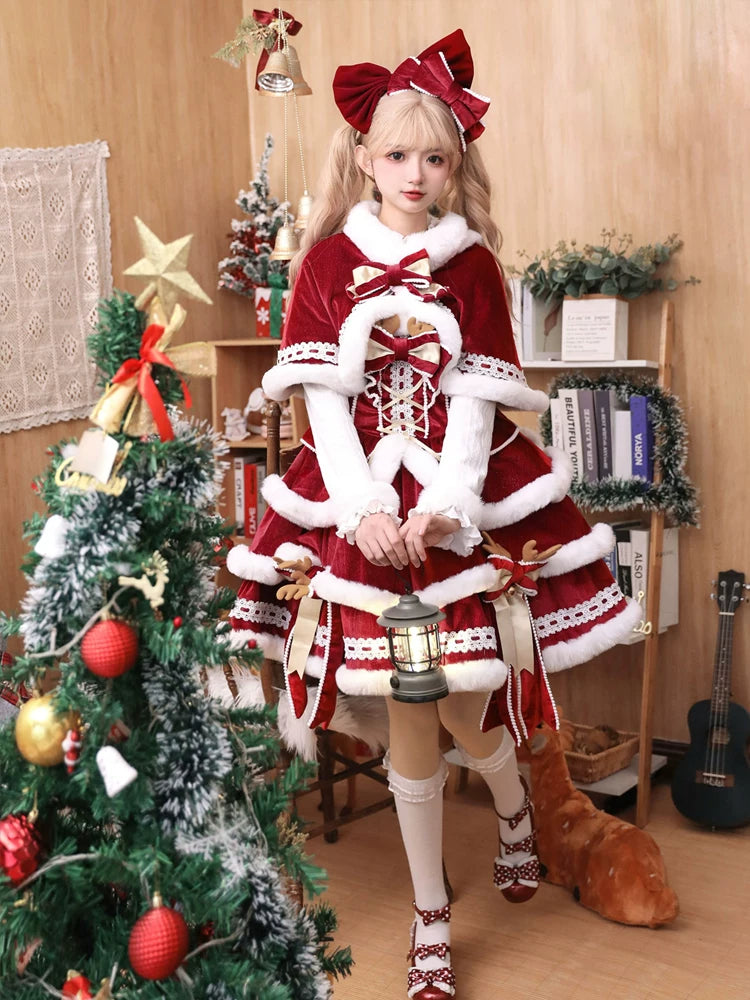 Christmas Symphony Antler Hooded Cape & Dress Options — additional product view