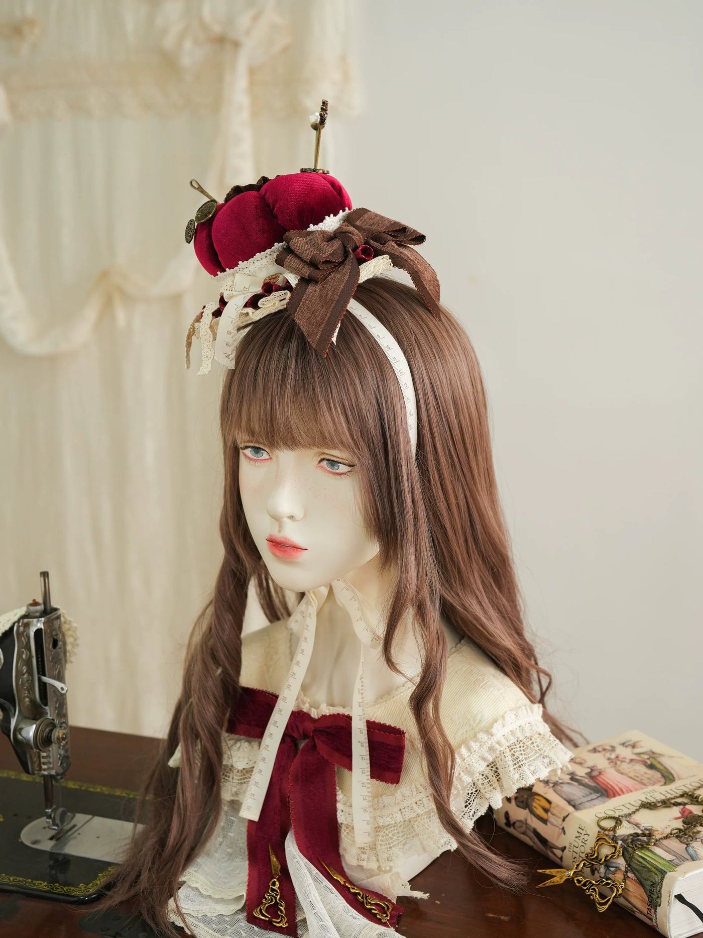 Star Box - Antique Patchwork House - Sewing-Inspired Mini Hat with Lace Trim