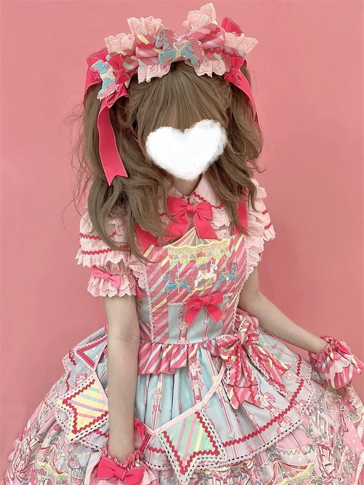 Letters from Unknown Star - Candy Park - Sweet Lolita Carnival Printed JSK & Salopette Dress