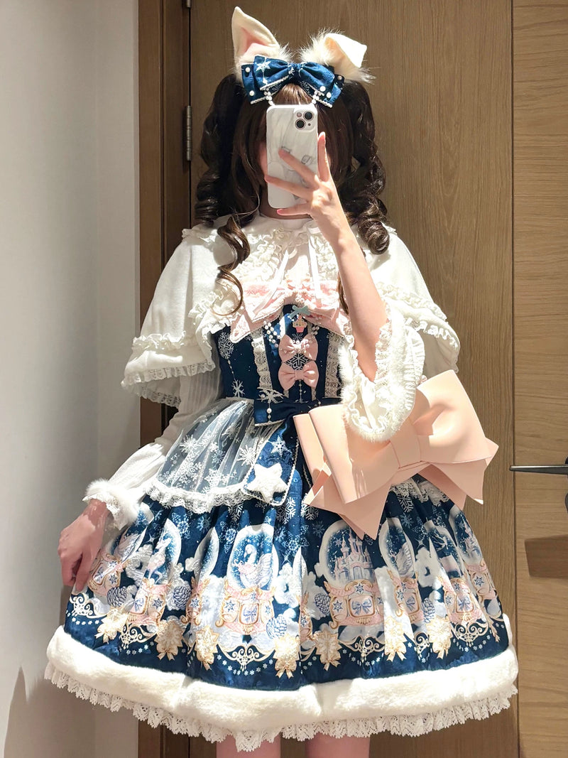 Winter Snowball Plush Lace Printed Lolita JSK — additional product view