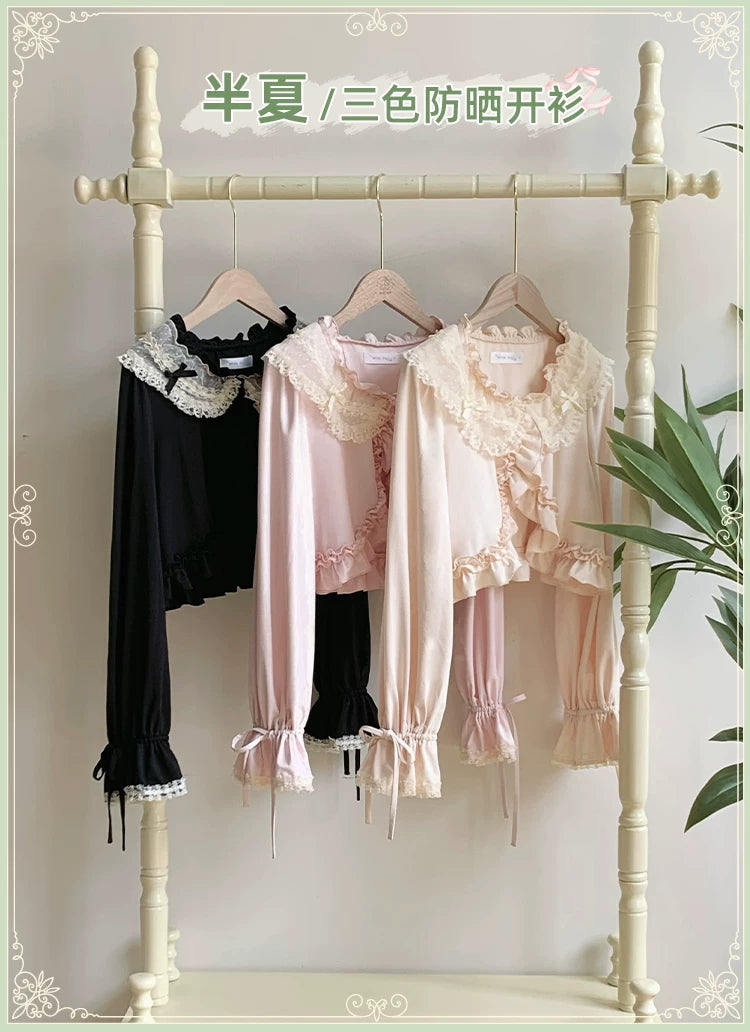 With PUJI - Half Summer - Sweet Lolita Sun Protection Bolero, Lace & Bow detail view 6