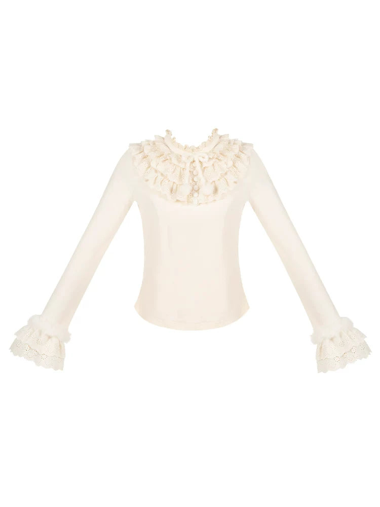 With PUJI - Frostfall - Winter Sweet Lolita Inner Wear, Layered Lace detail view 5