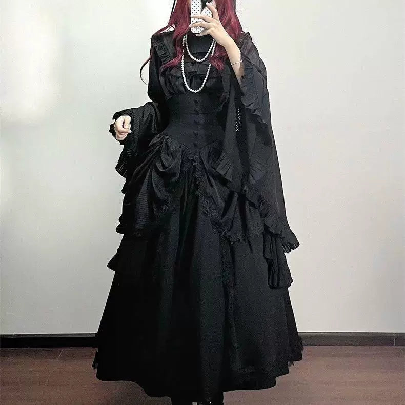 Sweetheart Dream Machine - Sleepwalking - Blouse and Skirt Set with Layered Ruffle Sleeves