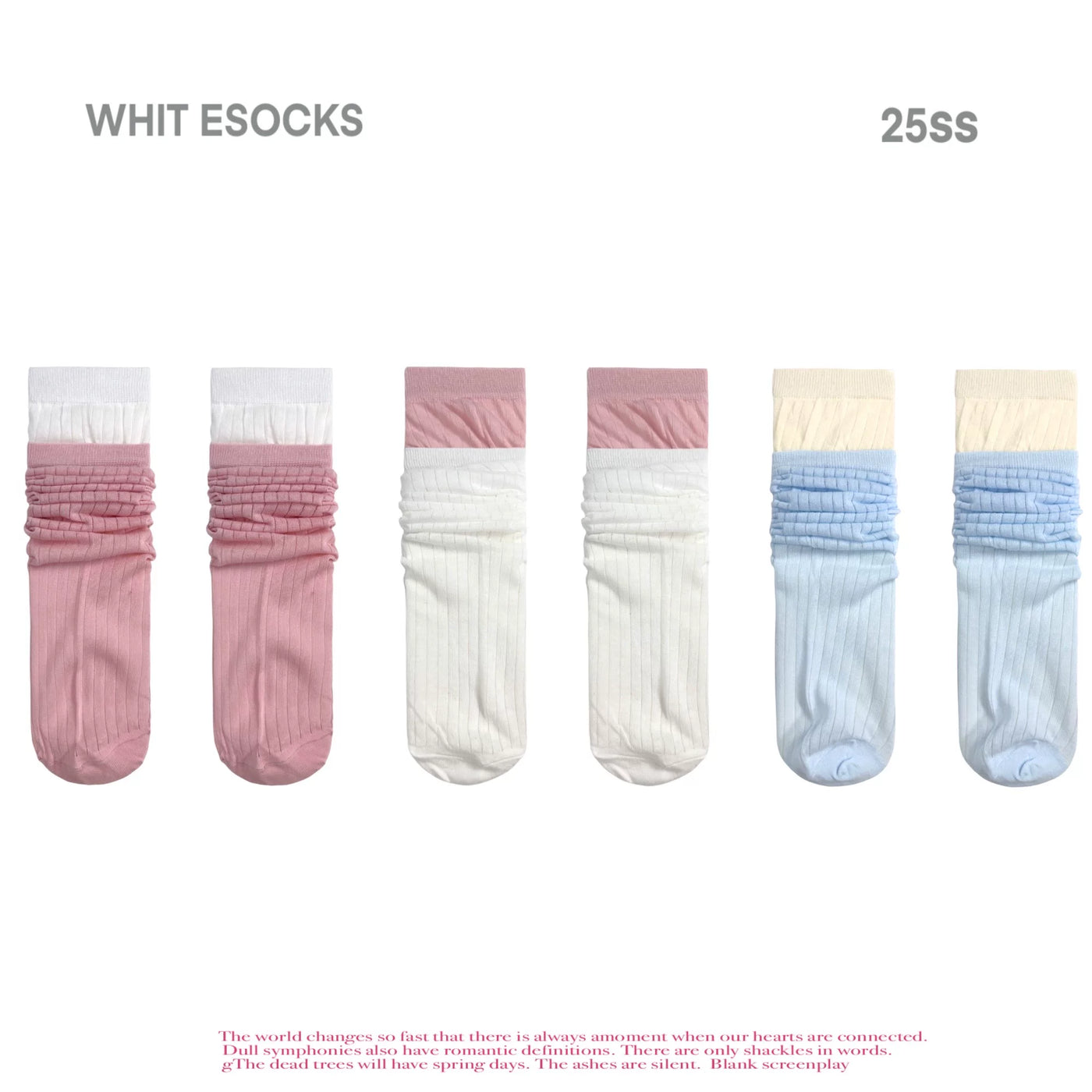 Ribbed colorblock mid-calf socks in a 3-pair pastel set
