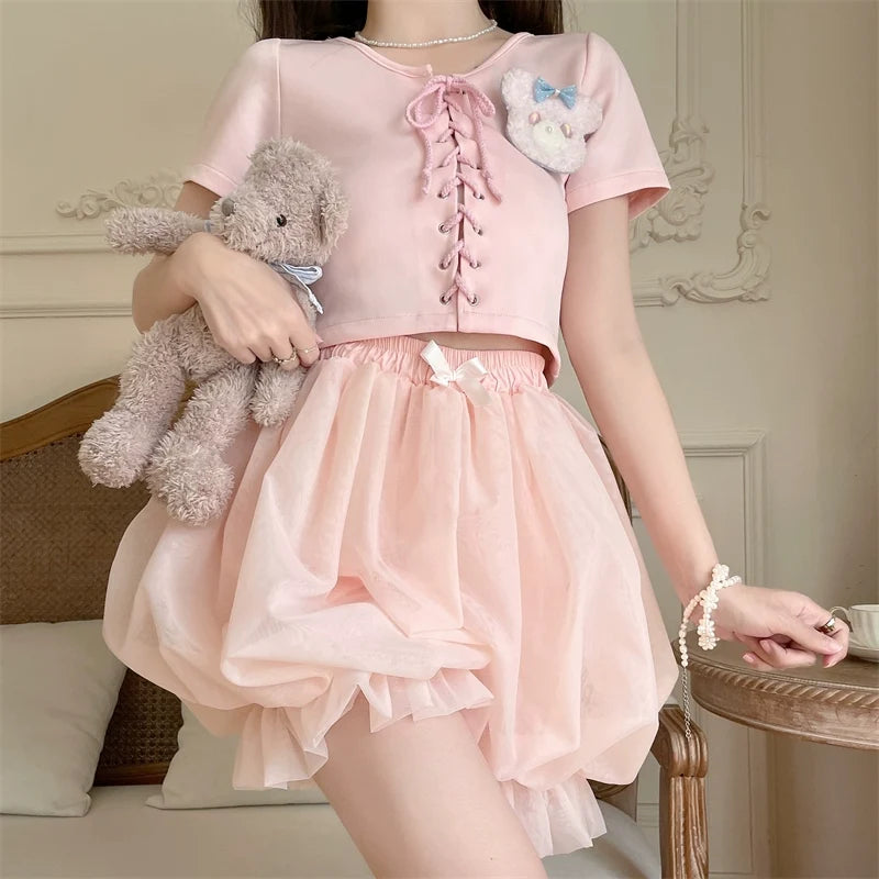 Sugar Girl - Casual Lolita Bloomers - Solid Color Organza Shorts Other Surprise