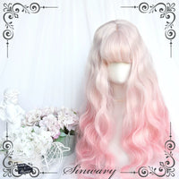 Sinwavy - White Peach - pink-beige long curly Lolita wig - Pink-beige gradient