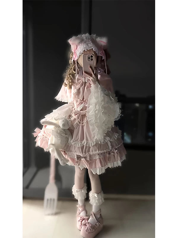 Creamy - Rose Princess - Cape and Suspender Dress Set or Hime-Sleeve Blouse with Lace Trim
