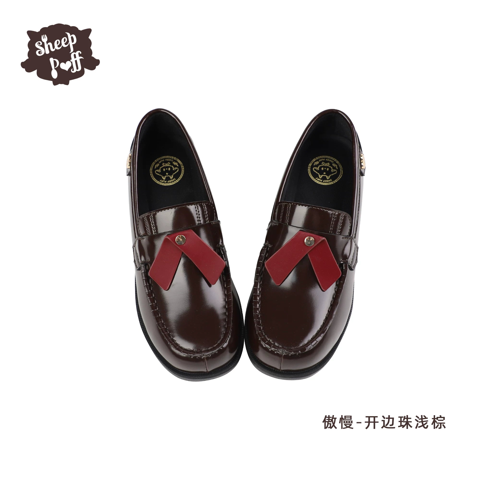 Sheep Puff Lolita shoes featuring a cute puff design, white color, lace details, and a comfortable flat sole.