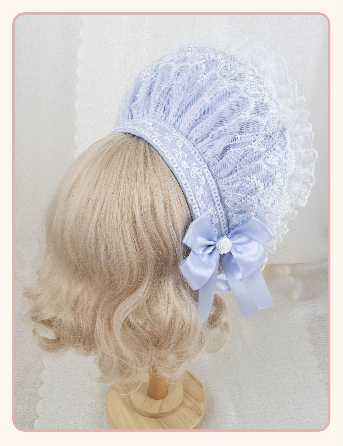 Stardust Rose - Pearl Rose Garden - Bonnet-Style Flat Hat with Rose Florals