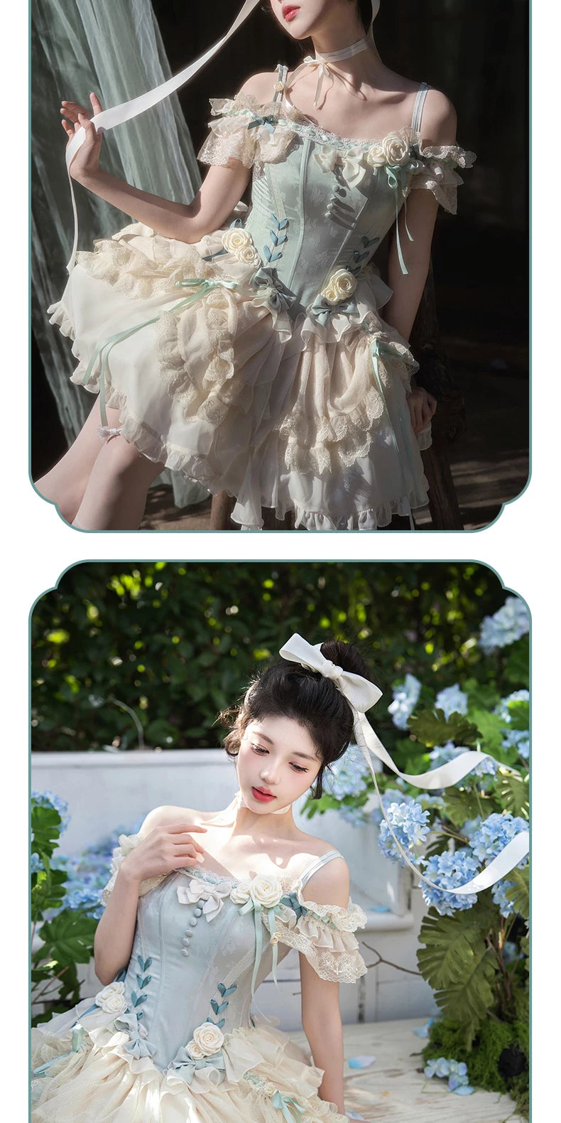 Inmorelli - Jasmine Manor - Light Green Ballet JSK Dress with Lace Ruffles