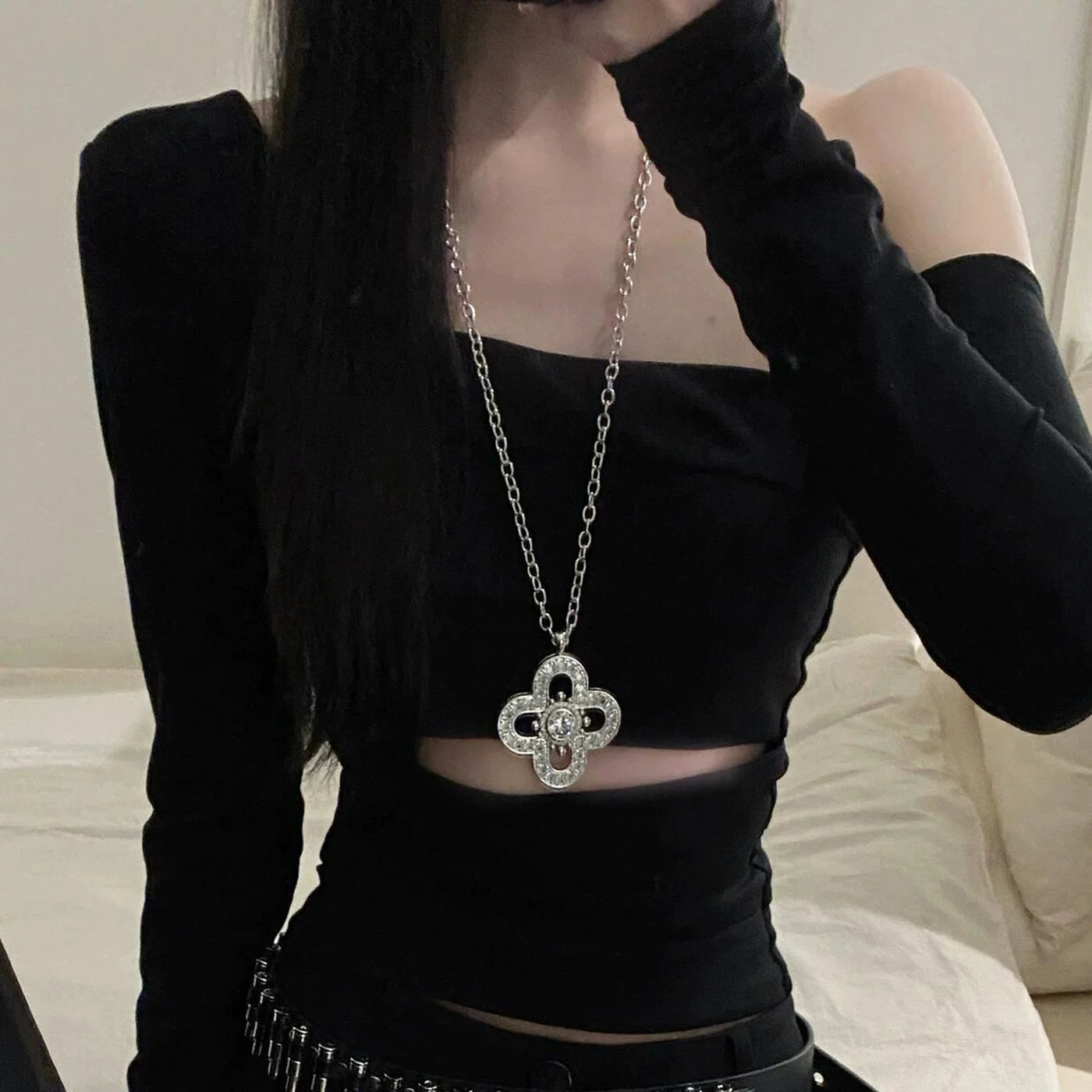Independent Brand - Gothic Cross - Gothic Lolita Necklace Selection with Cross and Flower Motifs