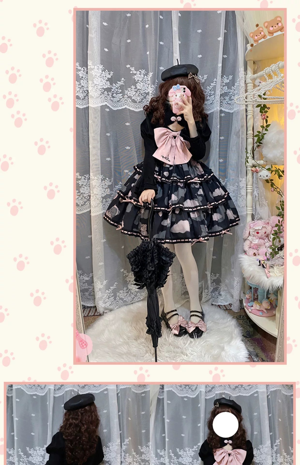 Baozi Pig - Teddy Bear Tiered - Three-Tier JSK Dress with Lace Edging