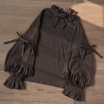 MIST - First Snow - Lolita Sweater with Ruffle Puff Sleeves