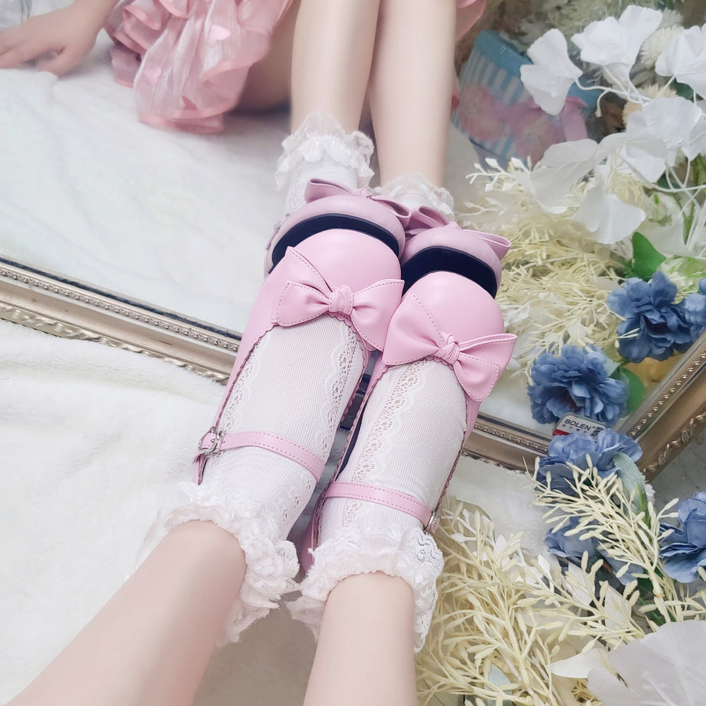Sosic - Kawaii Lolita Bow Falt Shoes - Shoes