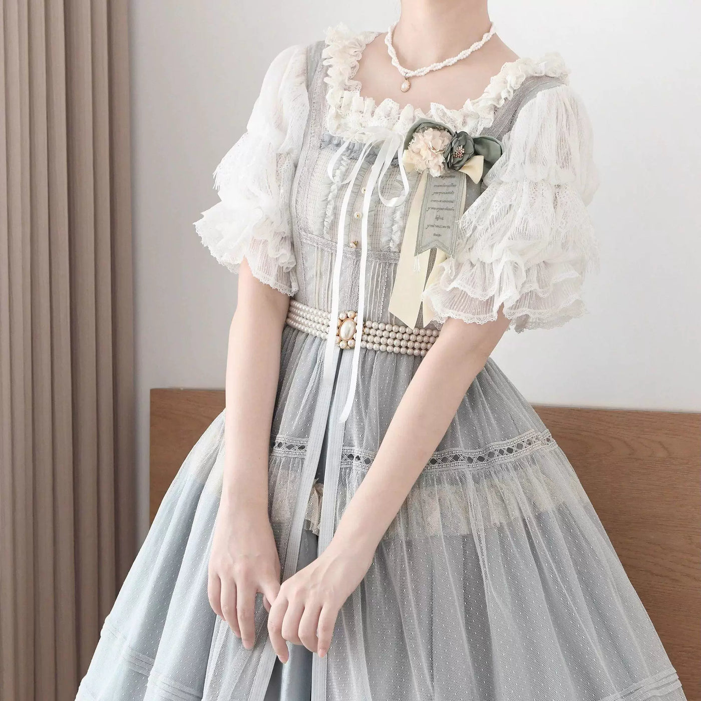 Sweetheart Dream Machine CLA Series flutter-sleeve ruffled inner layer styled beneath a Lolita dress