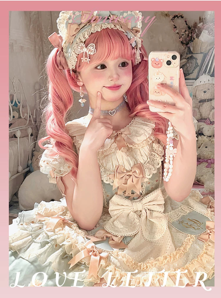 Peach-pink Lolita long curly wig - view 5