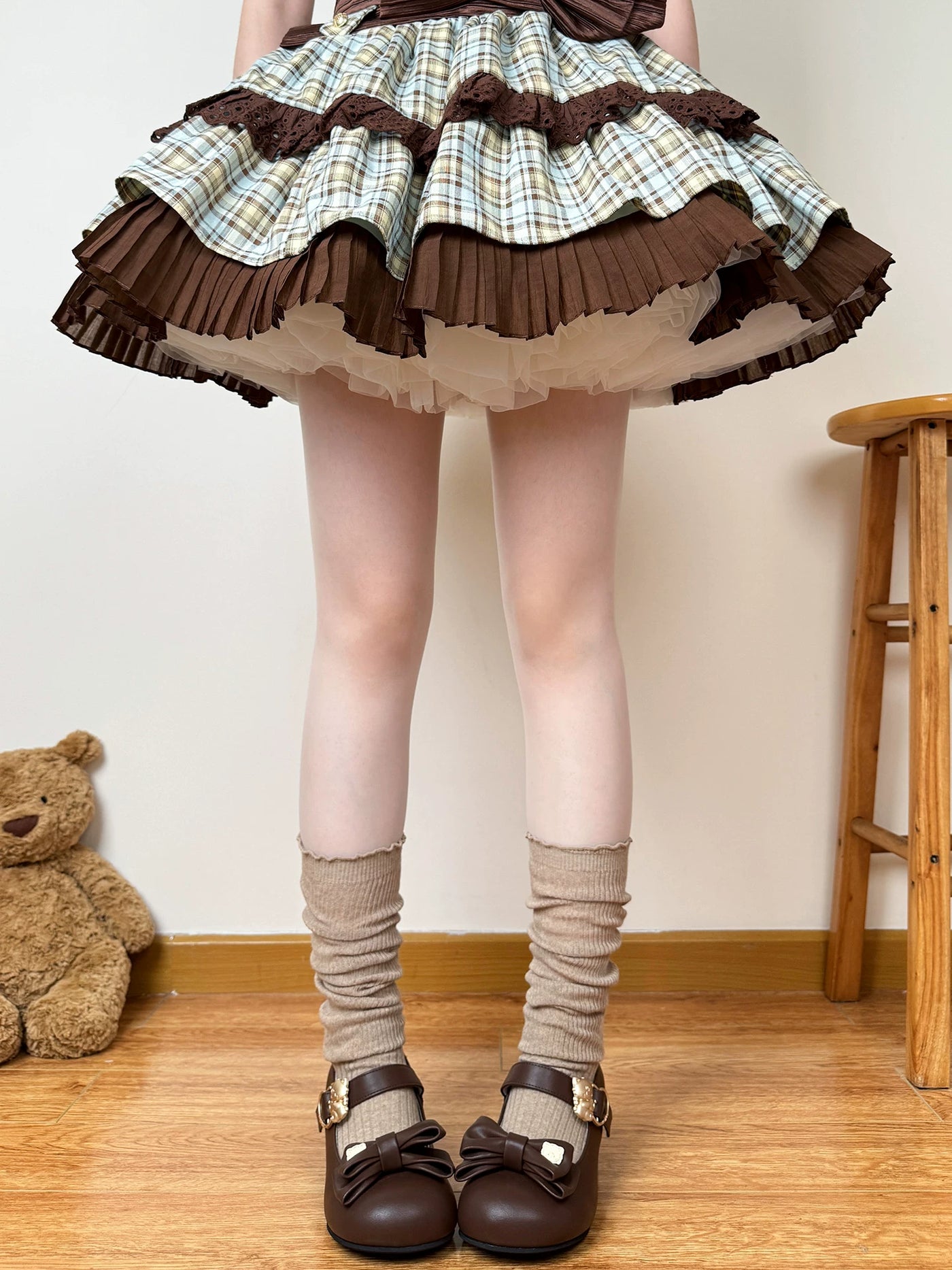 Chubby Bear Tales - Antique Doll - Thin Mid-Calf Socks with a Slouchy Ruched Shape