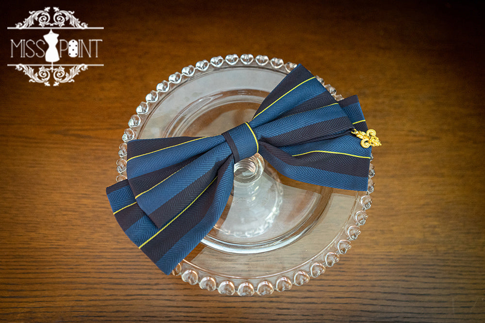 Miss Point - Stripped Lolita Headband Veil Hat Clip Necklace 21548:312934