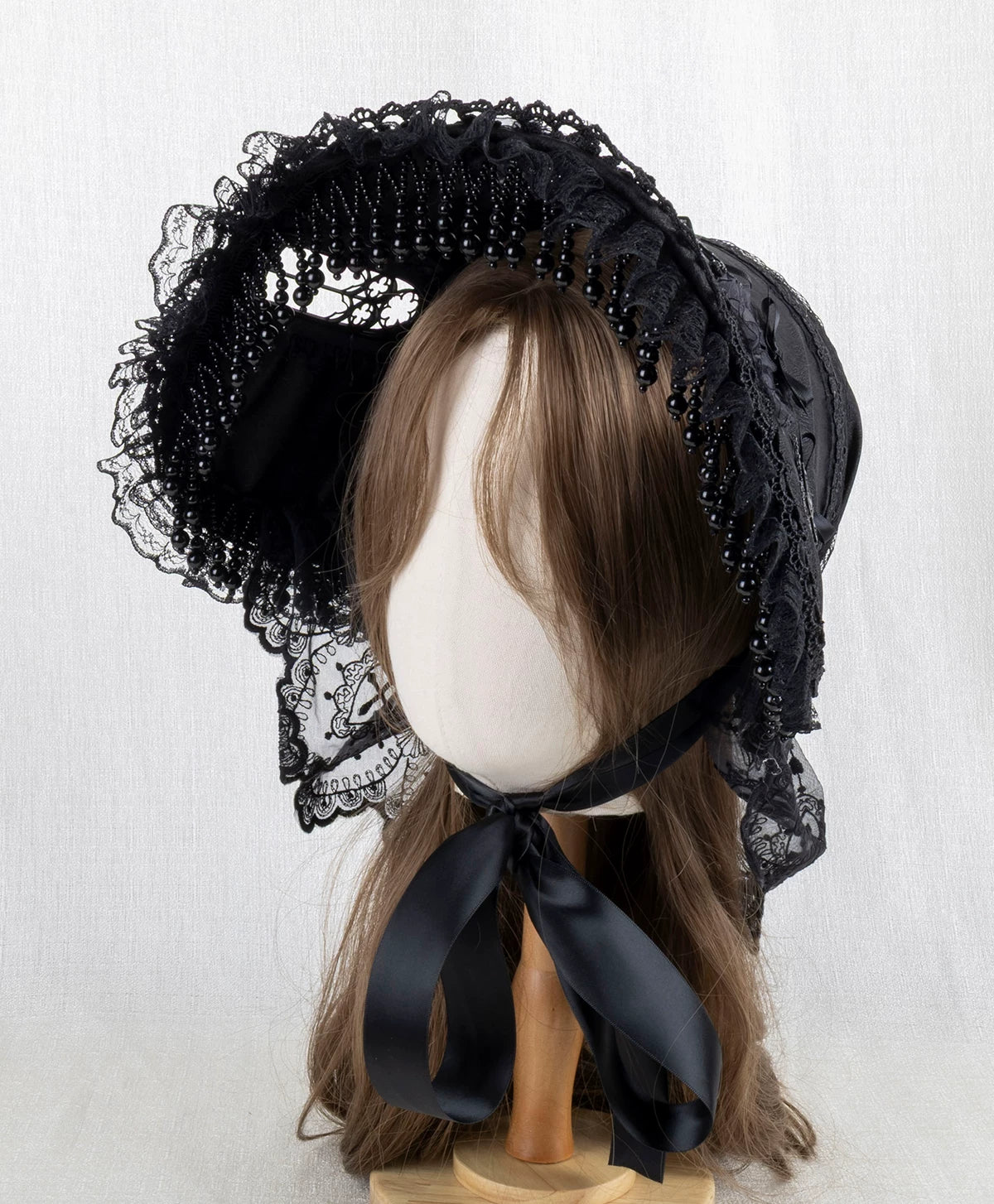 Lightbound Narrative - Cross Window - Bonnet with Lace Ruffle and Cross Motifs